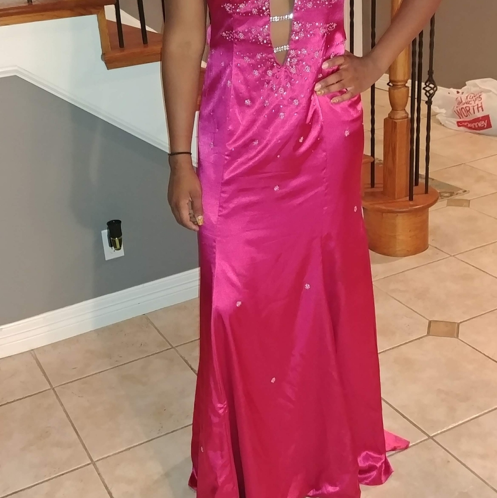 Hot pink cute prom dress